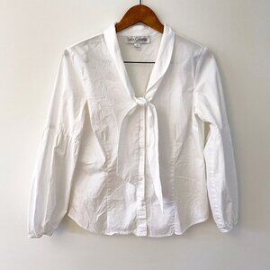 Sara Campbell White Neck-Tie Blouse, Size 10